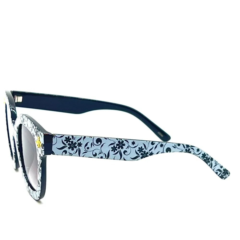 Floral Cat‎ Eye Sunglasses Women's Fashion Shades with Bee Accents Luxury Lentes